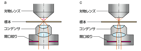 図6 コンデンサの開口数と対物レンズの開口数の比較