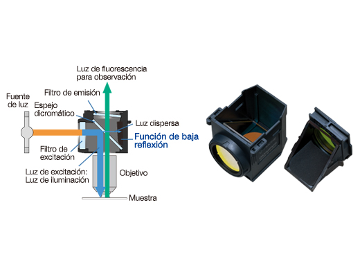 Unidades de cubos de fluorescencia con revestimientos avanzados y reducción de luz dispersa