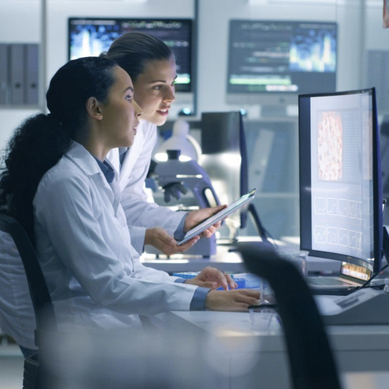 Scientists performing high-end life science research. 