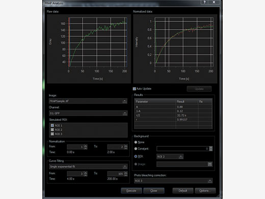 Qualitative FRAP analysis options are integrated into cellFRAP