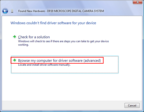 Click on [Browse my computer for drive software (advanced).].