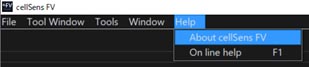 Select “About cellSens FV” from the Help menu.