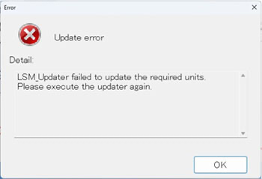 If the message Update error appears, click the OK button. Then, repeat steps 5 to 10 again.