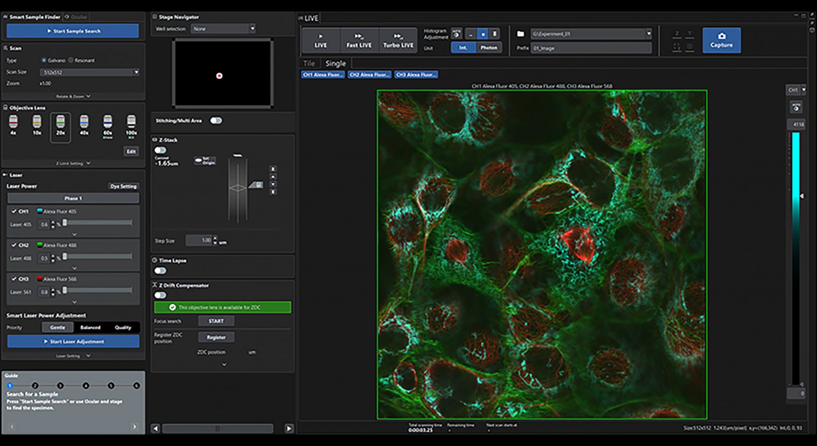 FLUOVIEW Smart software interface. 