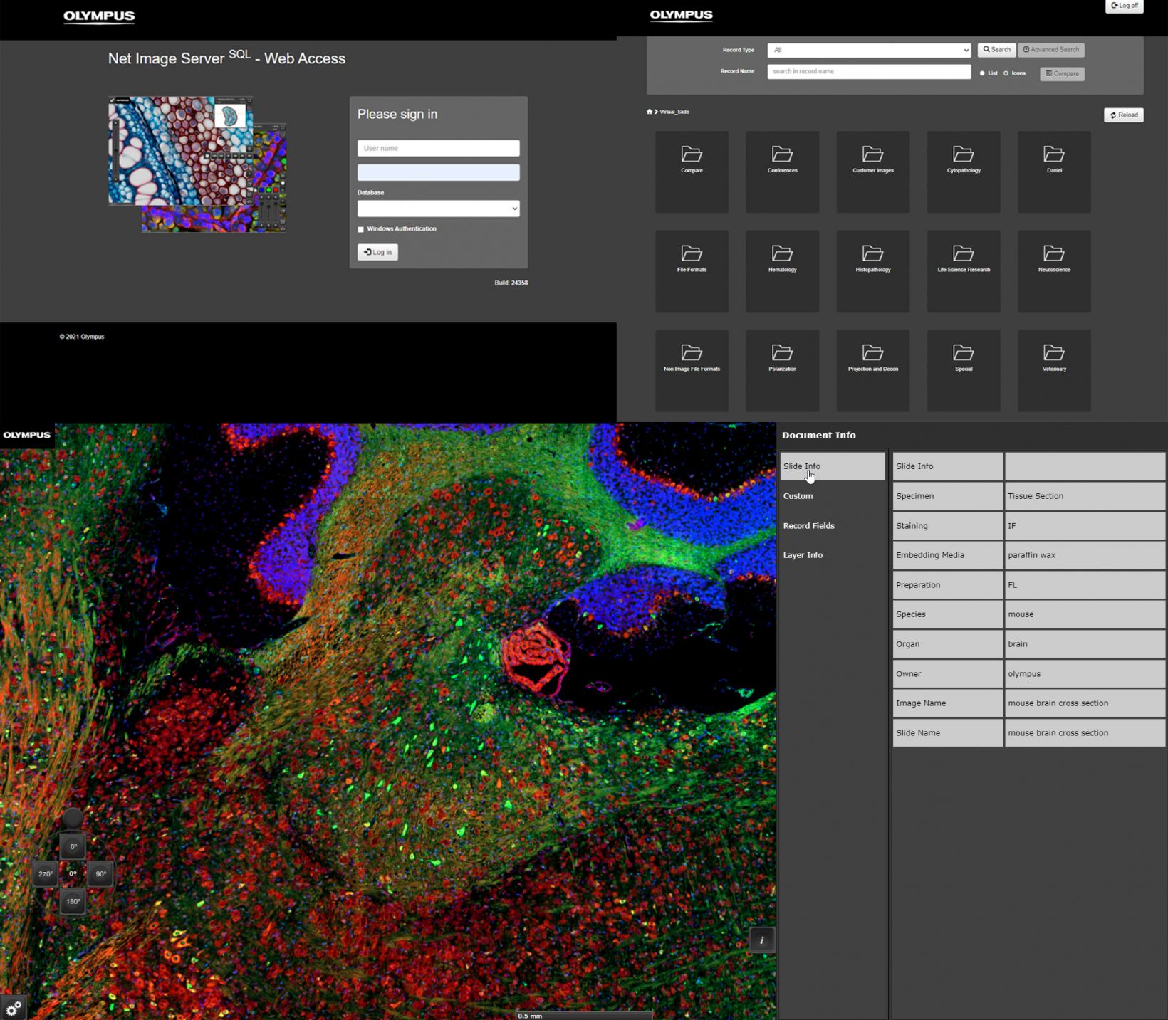 Database for virtual microscope slides