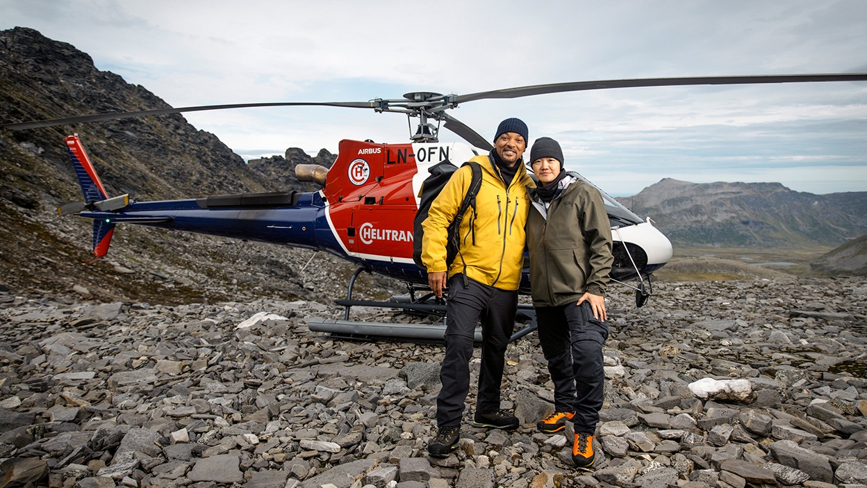 Will Smith (left) and Dr. Allison Fong (right) during their expedition to the North Pole. Image courtesy of National Geographic/Freddie Claire.