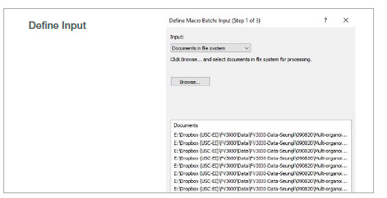 図2:記録したマクロプロセスを使用したバッチ解析のステップ2